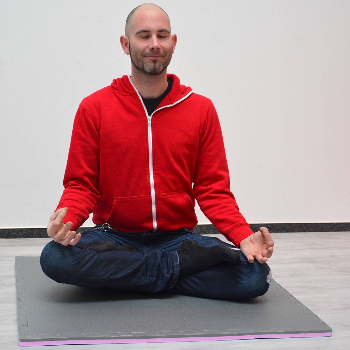 Trainingsmatte 90x90cm Bodenschutz-Matte 20mm dick Puzzlematte erweiterbar Grau Pink