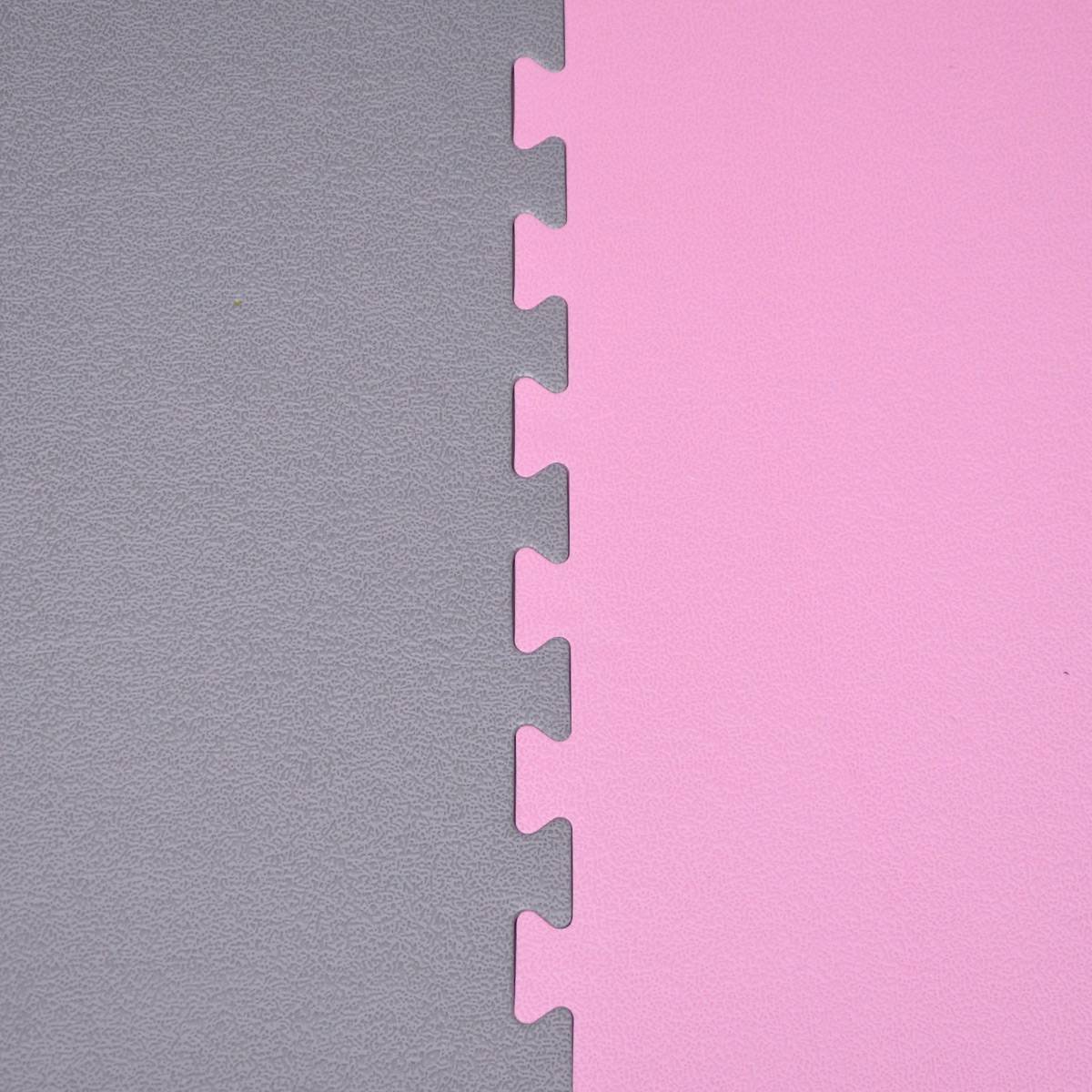 Trainingsmatte 90x90cm Bodenschutz-Matte 20mm dick Puzzlematte erweiterbar Grau Pink