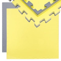 Trainingsmatte 90x90cm Bodenschutz-Matte 20mm dick Puzzlematte erweiterbar Grau Gelb Trainingsmatte 90x90cm Bodenschutz-Matte 20mm dick Puzzlematte erweiterbar Grau Gelb