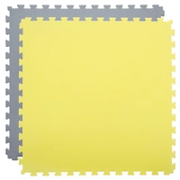 Trainingsmatte 90x90cm Bodenschutz-Matte 20mm dick Puzzlematte erweiterbar Grau Gelb Trainingsmatte 90x90cm Bodenschutz-Matte 20mm dick Puzzlematte erweiterbar Grau Gelb