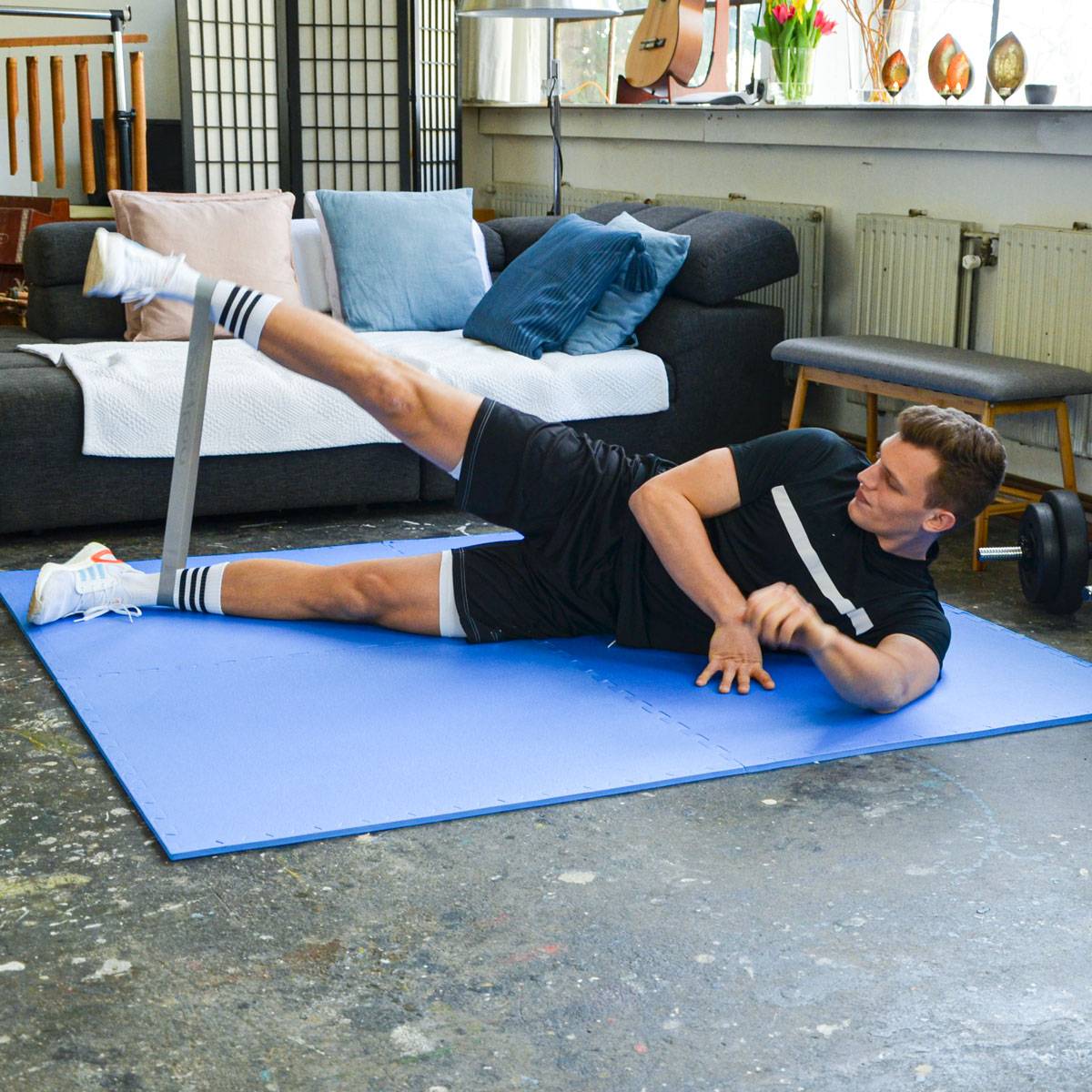 12mm Trainingsmatte mit Rand - 90x90cm Bodenschutz-Matte