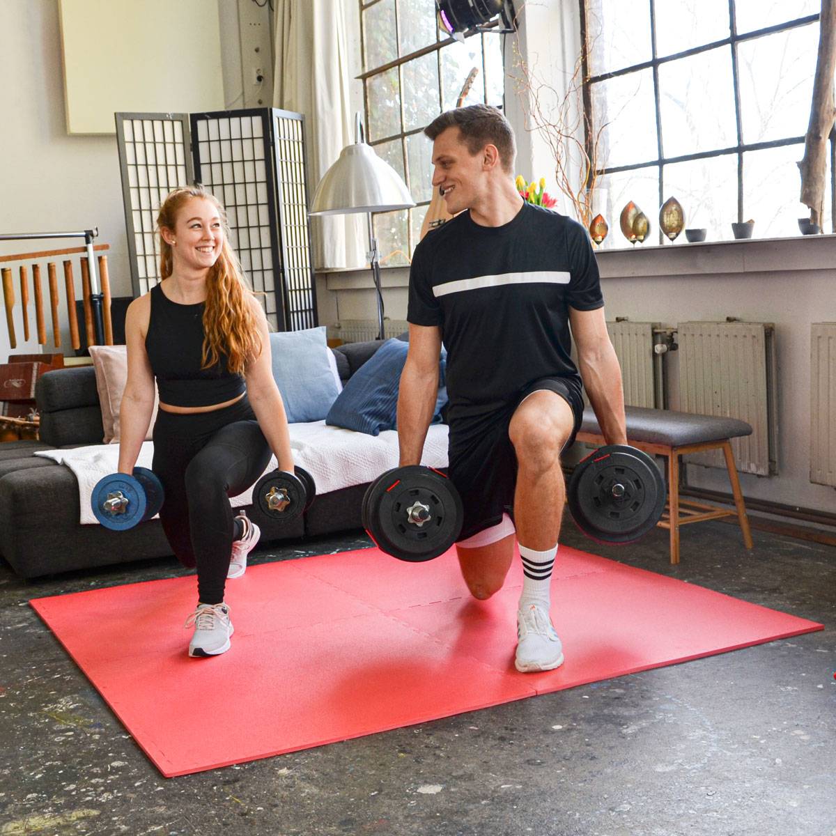 12mm Trainingsmatte mit Rand - 90x90cm Bodenschutz-Matte