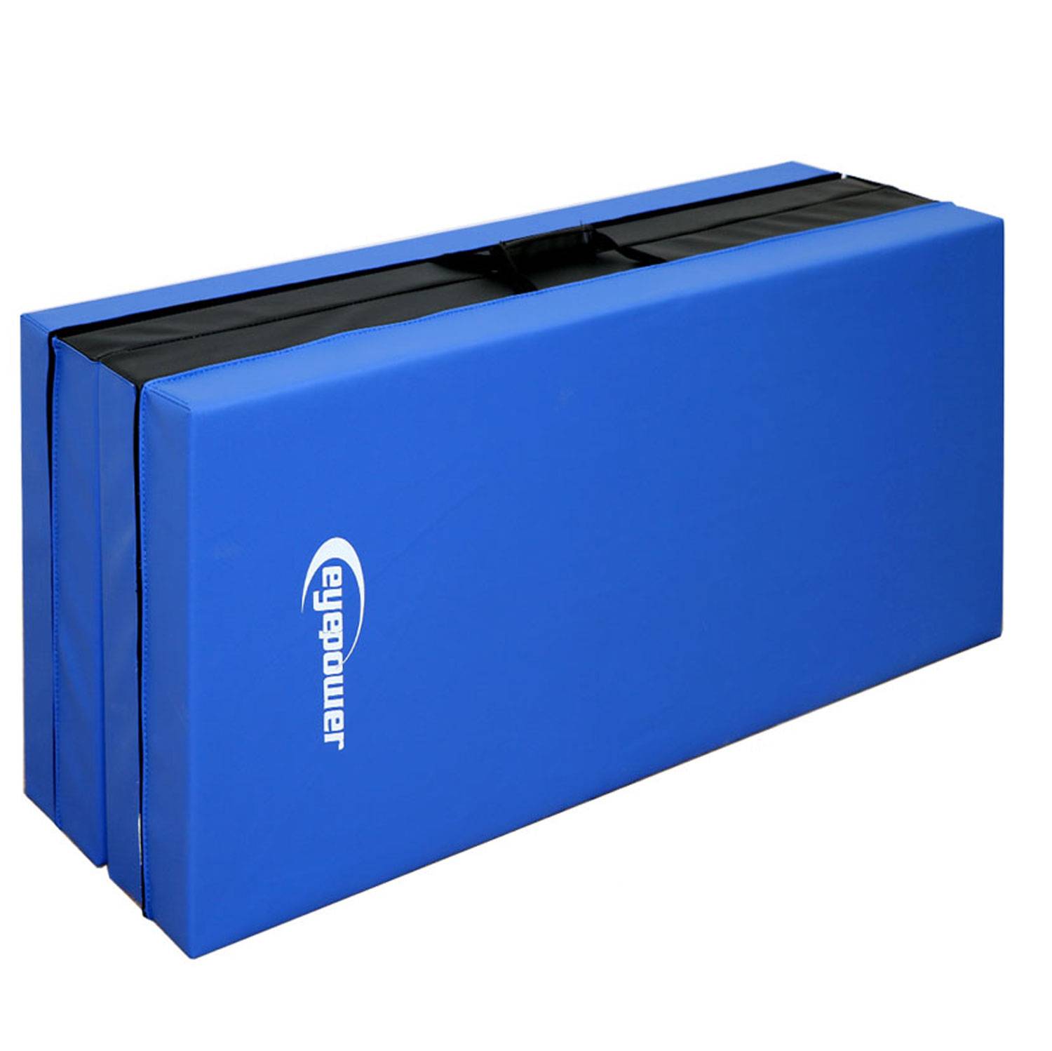 Blaue Faltgymnastikmatte mit schwarzer Oberseite und 