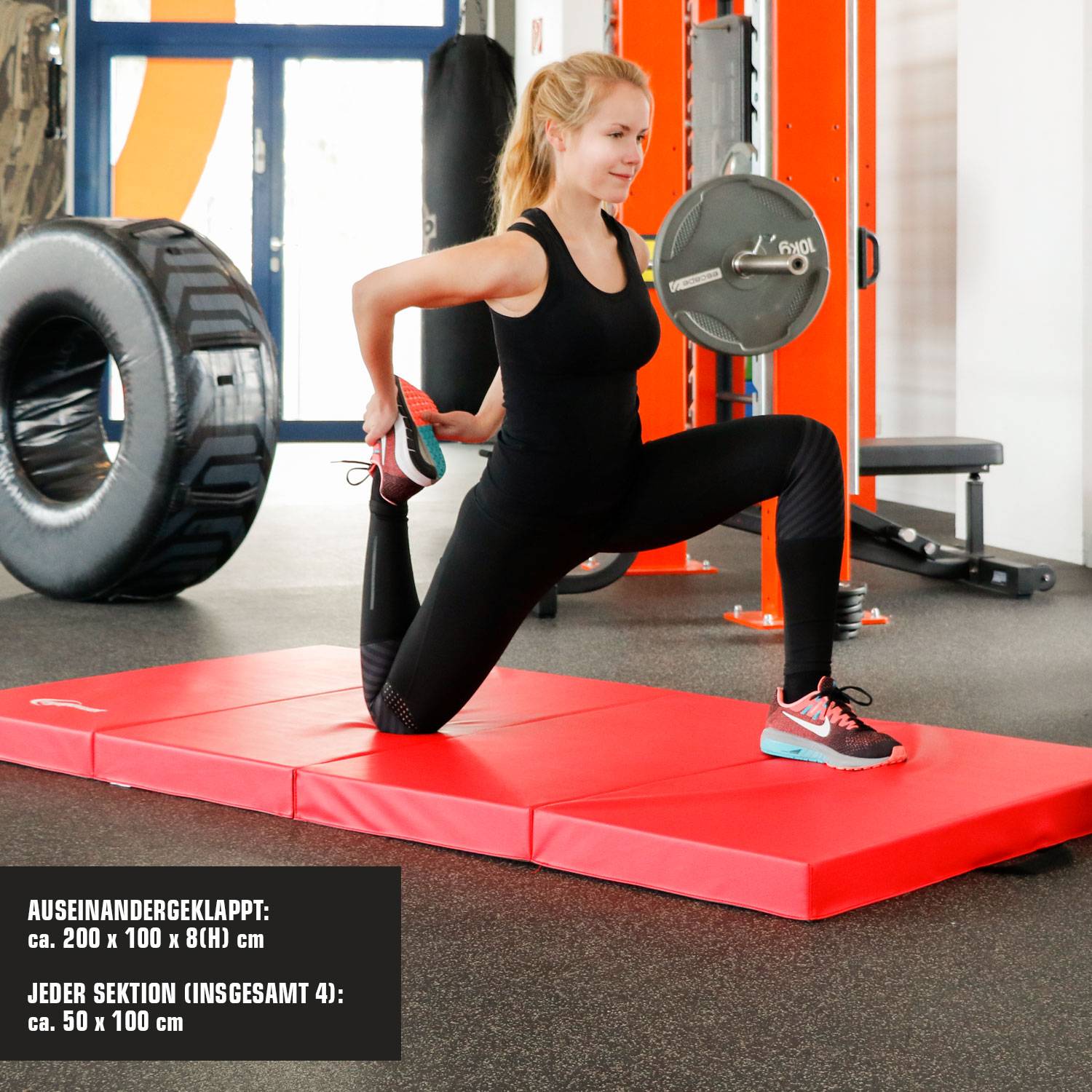 8cm dicke Weichbodenmatte 200x100cm - Faltbare Turnmatte