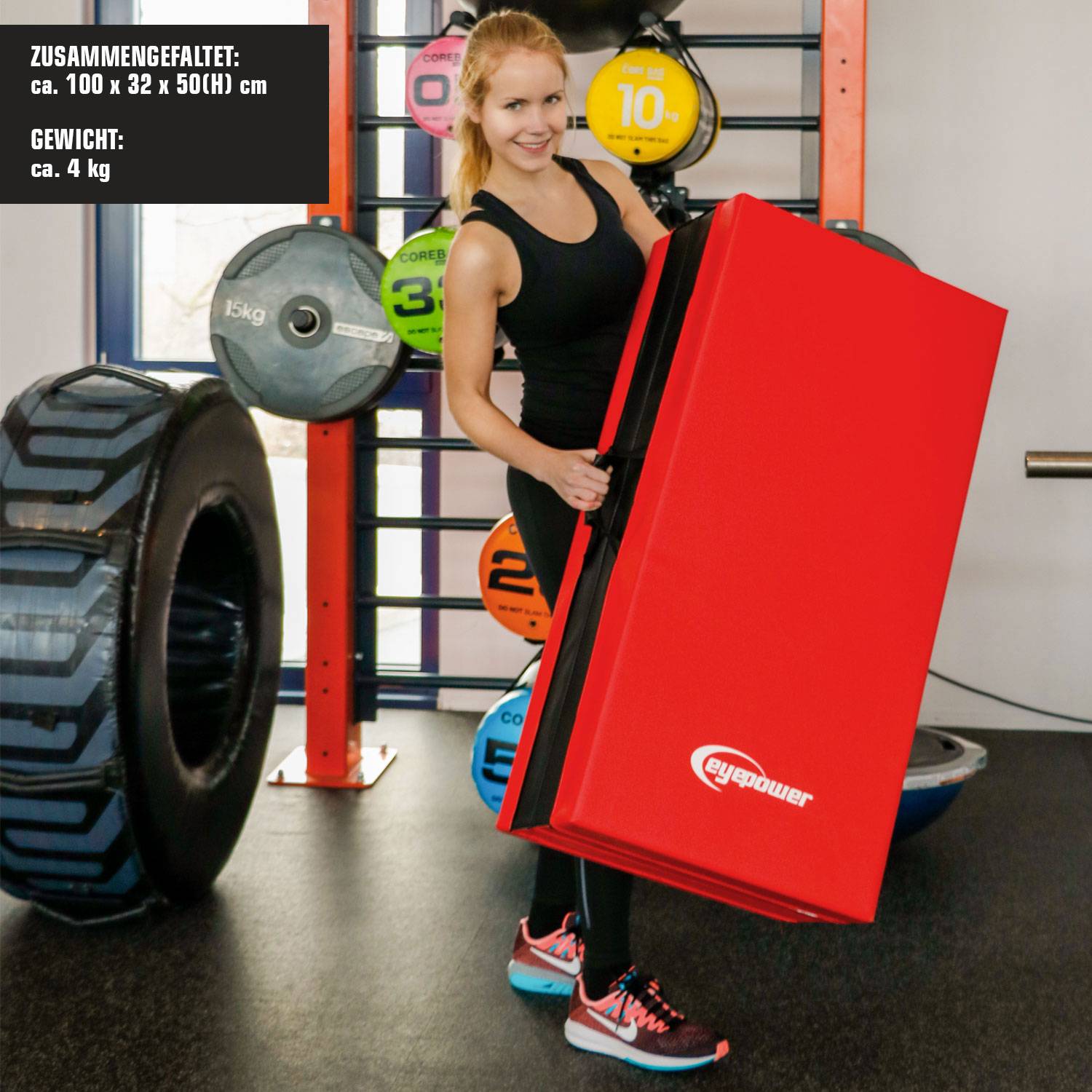 8cm dicke Weichbodenmatte 200x100cm - Faltbare Turnmatte