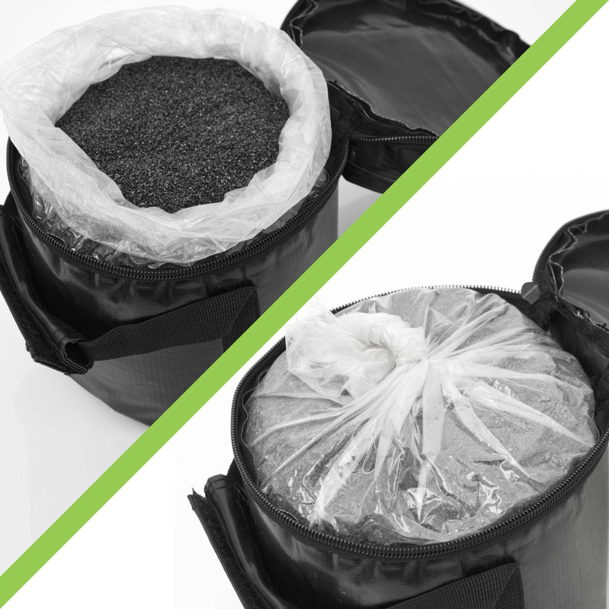 15kg Power Bag mit 4 Kettlebell Gewichten - 18x50 Home Training Sandbag 6 Griffe