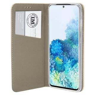 Buch Tasche "Smart" kompatibel mit SAMSUNG GALAXY S20 ( G980F ) Handy Hülle Etui Brieftasche Schutzhülle mit Standfunktion, Kartenfach Gold