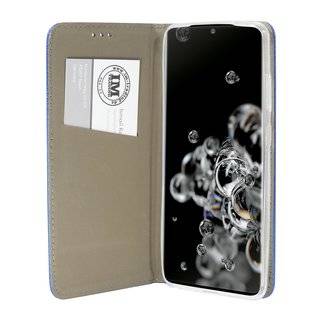 Buch Tasche "Smart" kompatibel mit SAMSUNG GALAXY S20 ULTRA ( G988B ) Handy Hülle Etui Brieftasche Schutzhülle mit Standfunktion, Kartenfach Blau