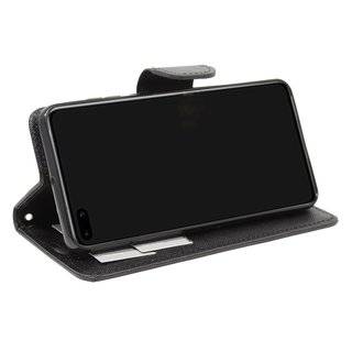 Buch Tasche "Fancy" kompatibel mit Huawei P40 Handy Hülle Etui Brieftasche Schutzhülle mit Standfunktion, Kartenfach Schwarz