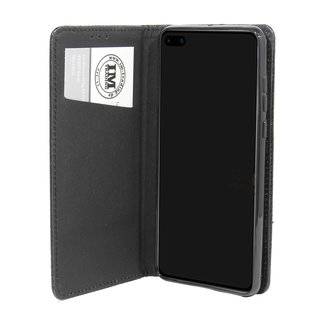 Buch Tasche "Smart" kompatibel mit Huawei P40 Handy Hülle Etui Brieftasche Schutzhülle mit Standfunktion, Kartenfach Schwarz