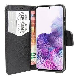 Buch Tasche "Fancy" kompatibel mit SAMSUNG GALAXY S20 (G980F) Handy Hülle Etui Brieftasche Schutzhülle mit Standfunktion, Kartenfach Schwarz
