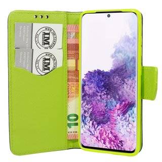 Buch Tasche "Fancy" kompatibel mit SAMSUNG GALAXY S20 (G980F) Handy Hülle Etui Brieftasche Schutzhülle mit Standfunktion, Kartenfach Blau-Grün