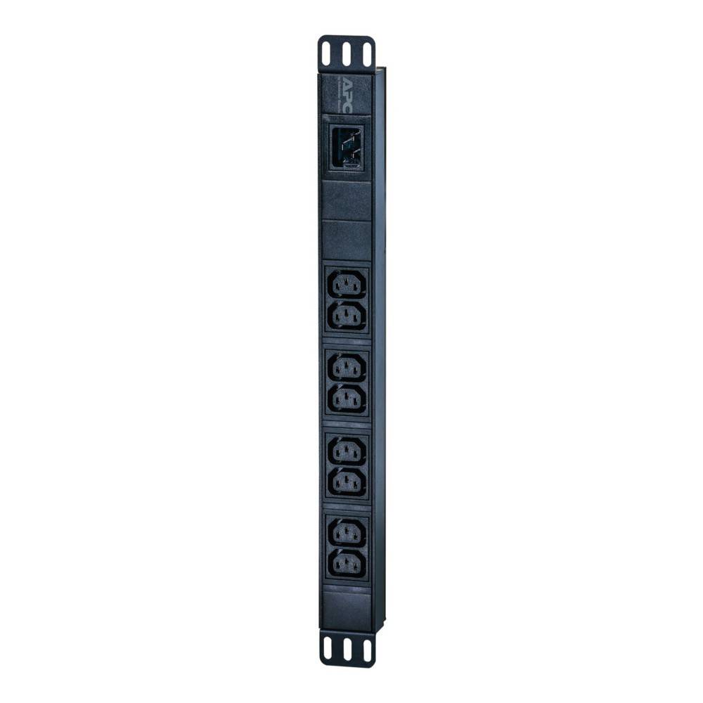 Eine vertikale Stromverteilungseinheit mit acht C13-Ausgängen, konzipiert für den Einbau in Racks in Rechenzentren oder Serverräumen.