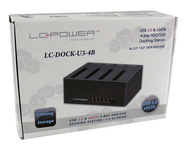 LC-POWER - LC Power LC-DOCK-U3-4B - HDD-Dockingstation mit Netzanzeige, Ein/Aus-Schalter, Klon-Funktion Schächte: 4 - 2,