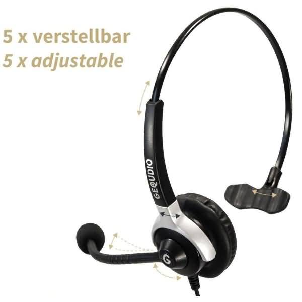 Headset 1-Ohr mit 3,5mm Klinke kompatibel für FRITZ!Fon/Tablets/Notebooks