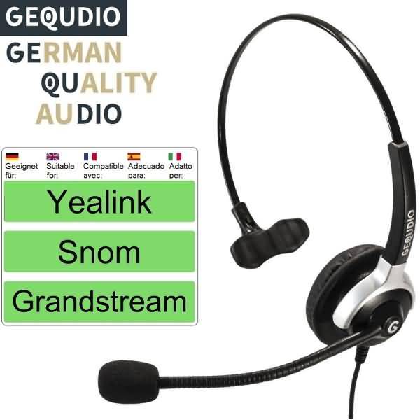 Headset 1-Ohr kompatibel für Yealink/Snom/Avaya/Grandstream Telefone inklusive Kabel