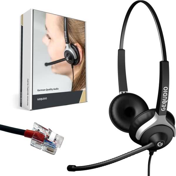 Headset 2-Ohr kompatibel für Yealink/Snom/Avaya/Grandstream Telefone inklusive Kabel