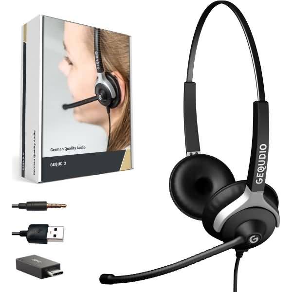 Headset 2-Ohr mit USB Anschluss geeignet für PC/MAC