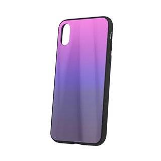 Aurora Glas Etui Silikon Hülle kompatibel mit iPhone 7 Hart Case TPU Handy Cover Schut in Pink-Schwarz