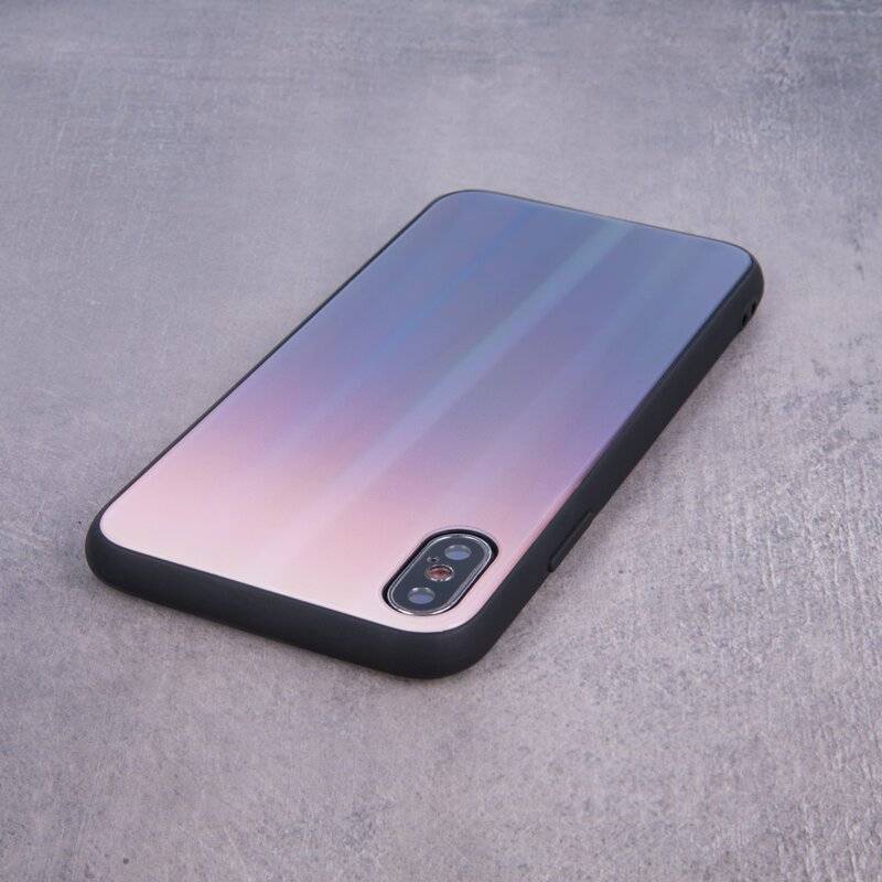 Aurora Glas Etui Silikon Hülle für iPhone XS MAX Hart Case TPU Handy Cover Schutz in Braun-Schwarz