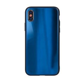 Aurora Glas Etui Silikon Hülle kompatibel mit iPhone 11 Hart Case TPU Handy Cover Schutz in Dunkel-Blau