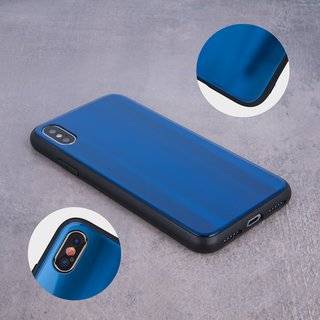 Aurora Glas Etui Silikon Hülle kompatibel mit iPhone 11 Hart Case TPU Handy Cover Schutz in Dunkel-Blau