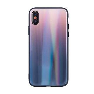 Aurora Glas Etui Silikon Hülle kompatibel mit Huawei P Smart Z (2019) Hart Case TPU Handy Cover Schutz in Braun-Schwarz