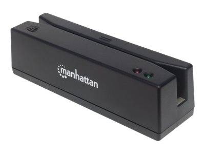Manhattan USB-A Magnetic Strip Card Reader, Triple Track Reader, Keyboard Wedge Decoder, Cable 1.5m, Black, Three Year W