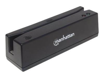 Manhattan USB-A Magnetic Strip Card Reader, Triple Track Reader, Keyboard Wedge Decoder, Cable 1.5m, Black, Three Year W