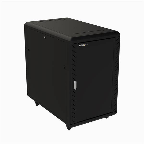 StarTech.com 18HE 19 Zoll Server Rack/Schrank - 4 Pfosten mit Einstellbare Tiefe(15-81cm), abschließbares Knock Down(Fla