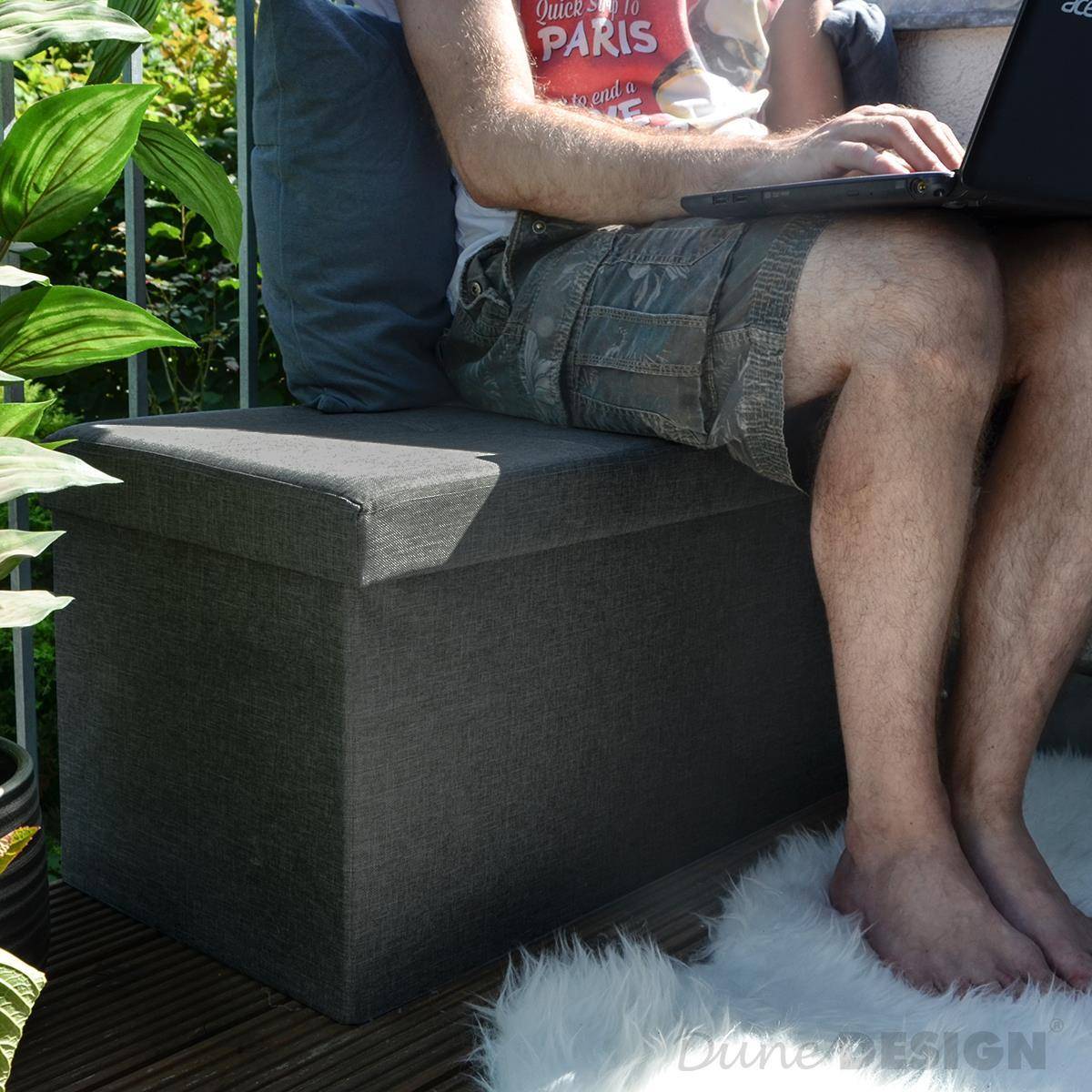 Faltbare Sitzbank 76x38x38 cm mit Trennwand Sitztruhe 80L Polsterbank Dunkelgrau