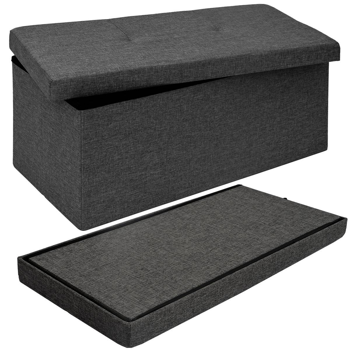 Faltbare Sitzbank 76x38x38 cm mit Trennwand Sitztruhe 80L Polsterbank Dunkelgrau