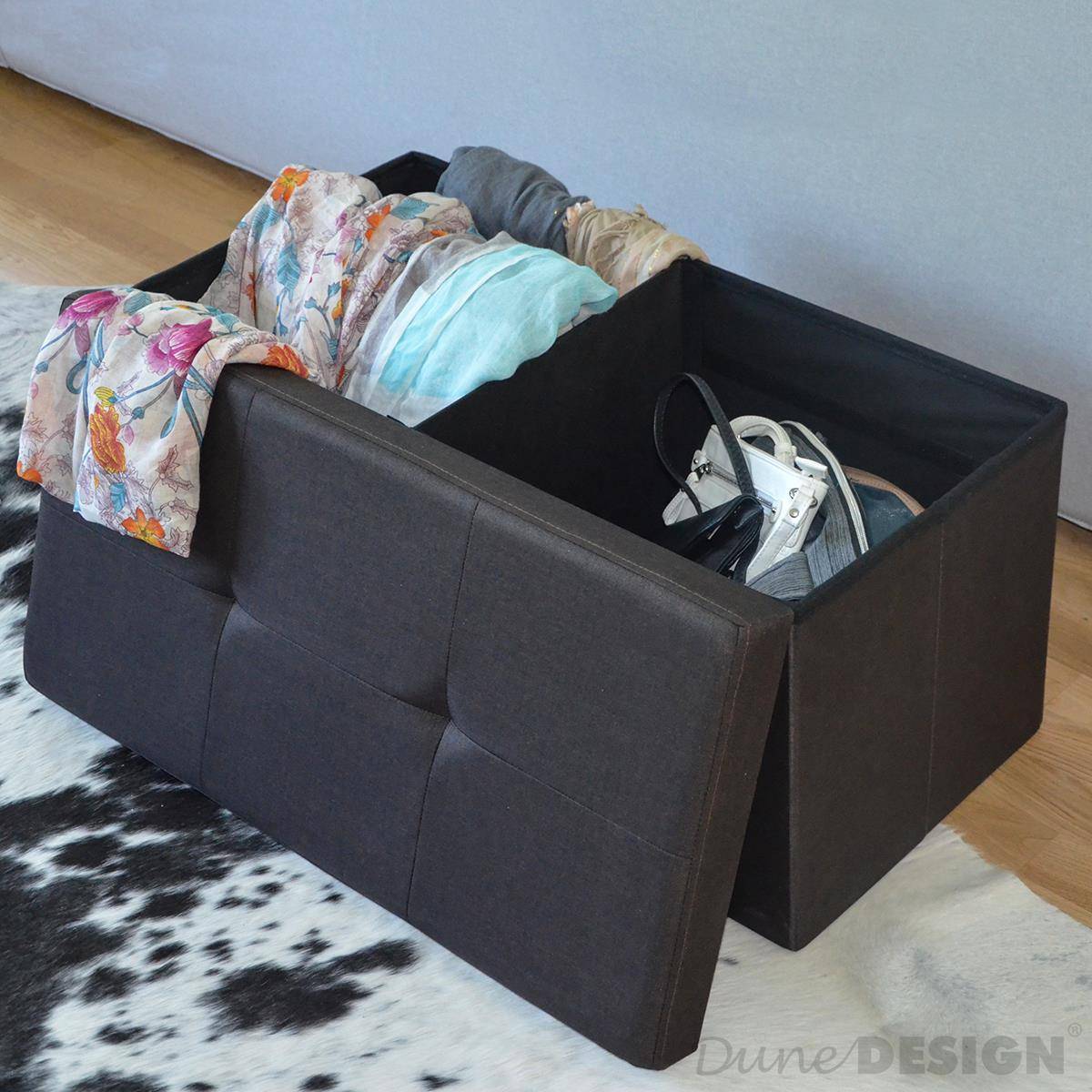 Faltbare Sitzbank 76x38x38 cm inkl. Trennwand Sitztruhe 80L Polsterbank Dunkelbraun