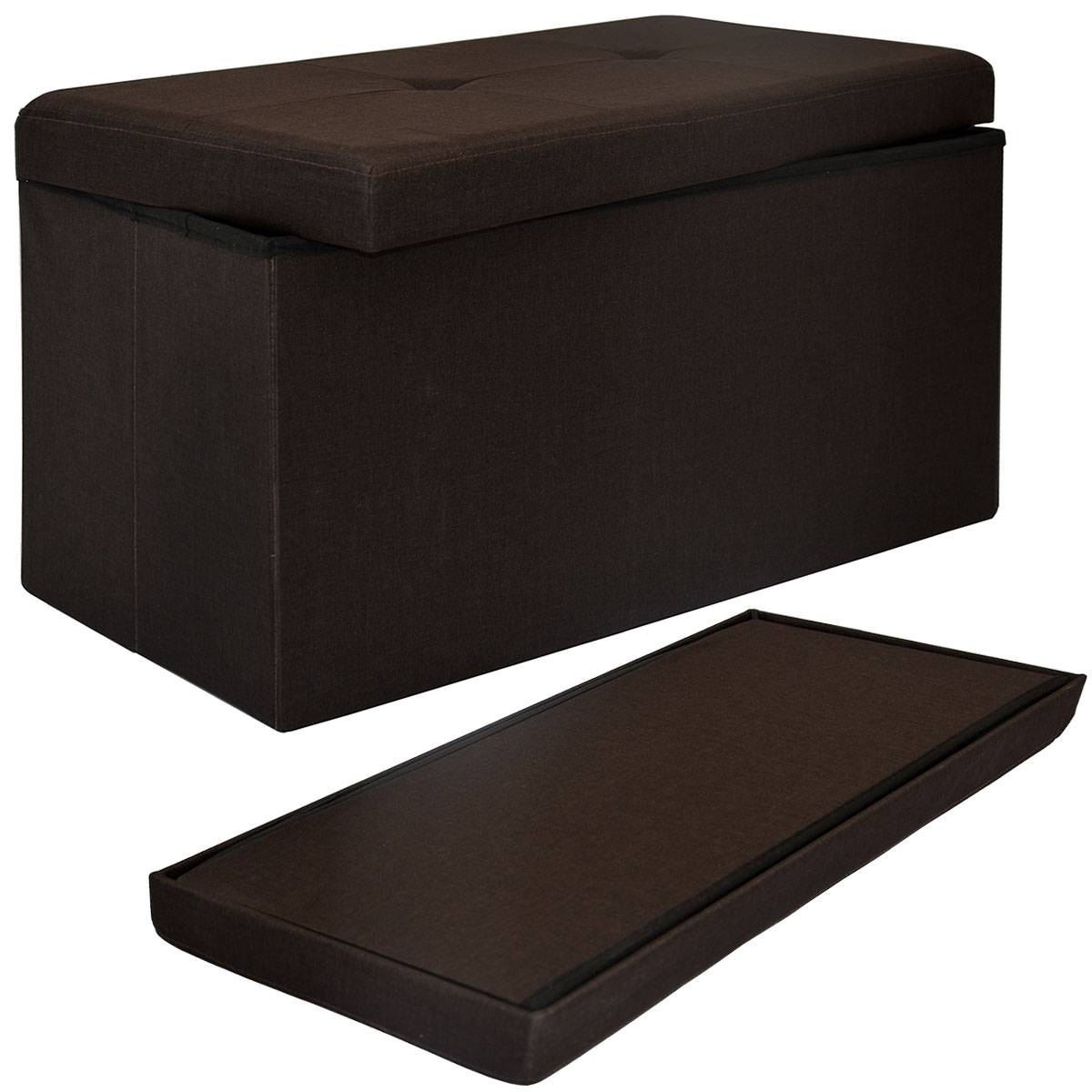 Faltbare Sitzbank 76x38x38 cm inkl. Trennwand Sitztruhe 80L Polsterbank Dunkelbraun