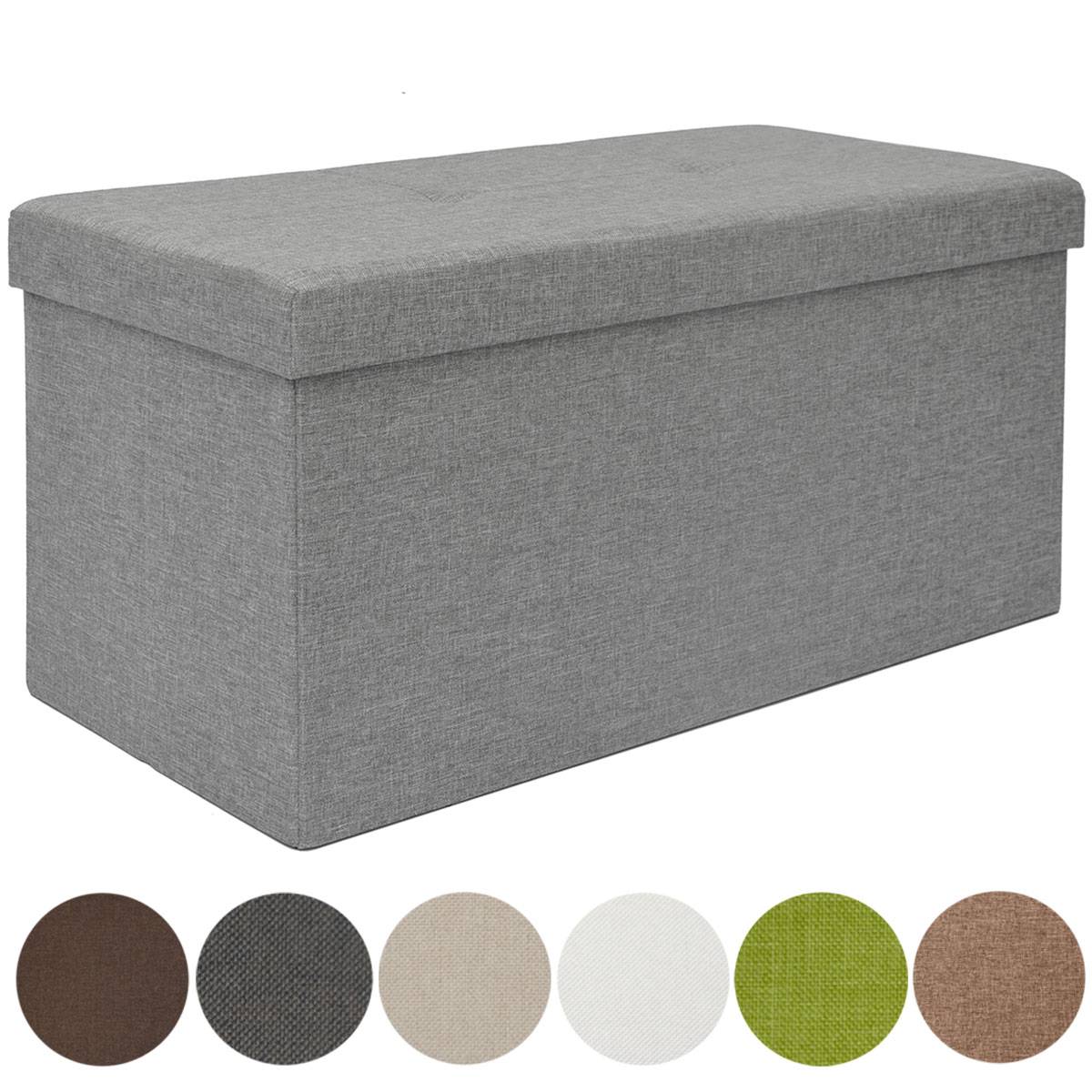 Faltbare Sitzbank 76x38x38 cm inkl. Trennwand Sitztruhe 80L Polsterbank Hellgrau