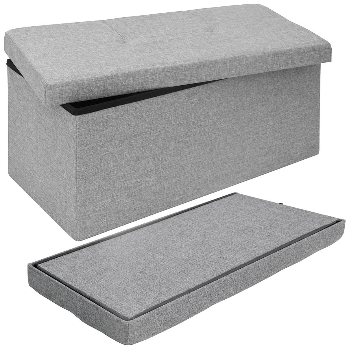 Faltbare Sitzbank 76x38x38 cm inkl. Trennwand Sitztruhe 80L Polsterbank Hellgrau