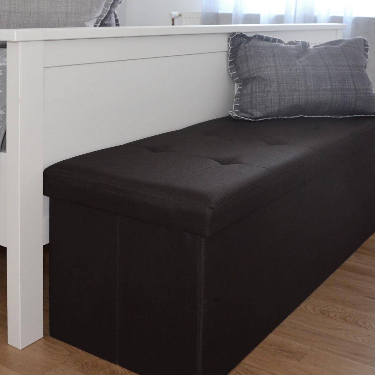 Faltbare Sitzbank 110x38x38cm Sitztruhe inkl. 2 Trennwände 120L Polsterbank Dunkelbraun