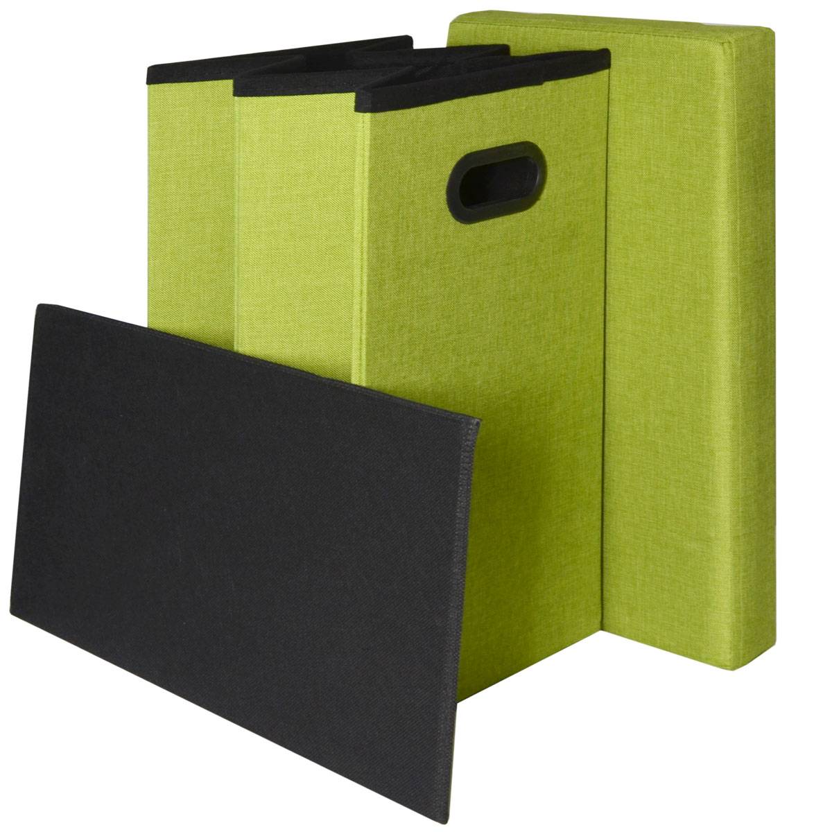 Faltbarer Wäschekorb 70L Wäschetruhe mit Deckel Wäschebox Wäschesammler Leinen-Optik Grün