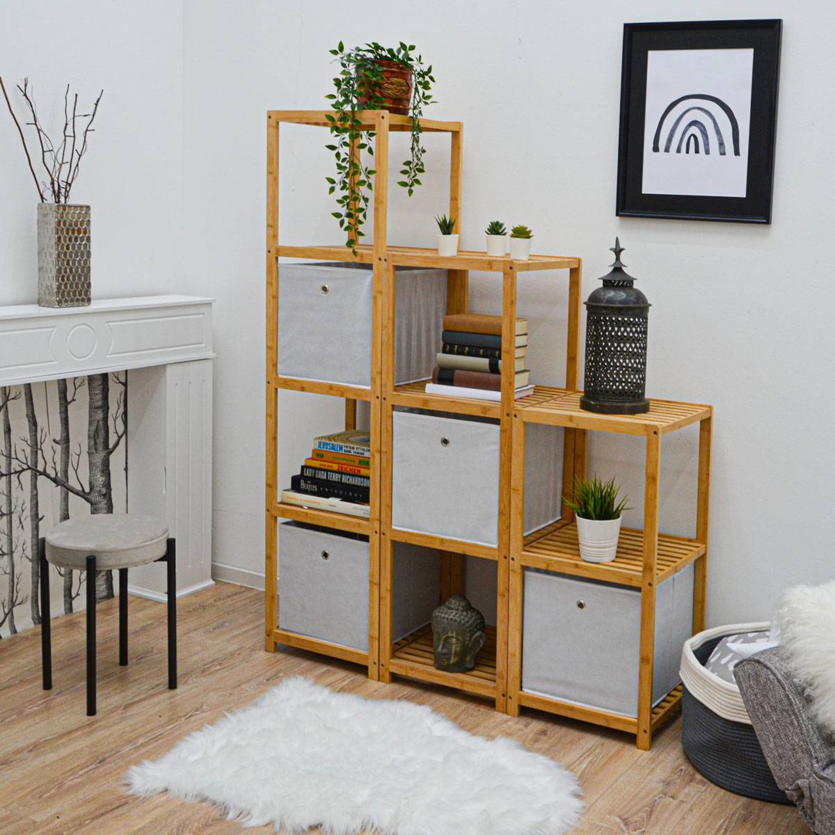 Faltbox Set 4 Boxen für Kallax Regal weiß 33x38x33cm Expedit Box mit Metallgriff