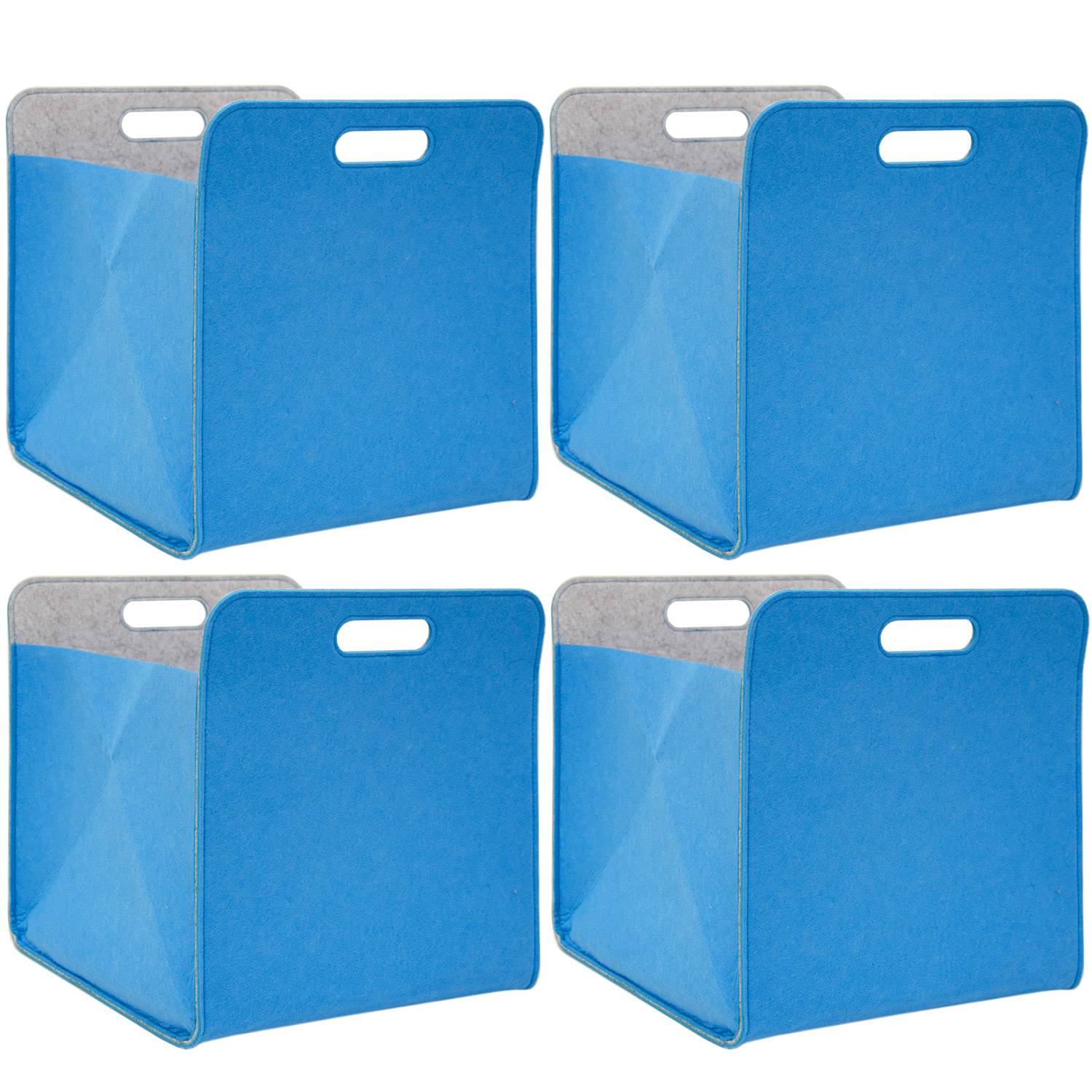 4er Set Filz Aufbewahrungsbox 33x33x38 cm Kallax Filzkorb Regal Einsatz Box Blau