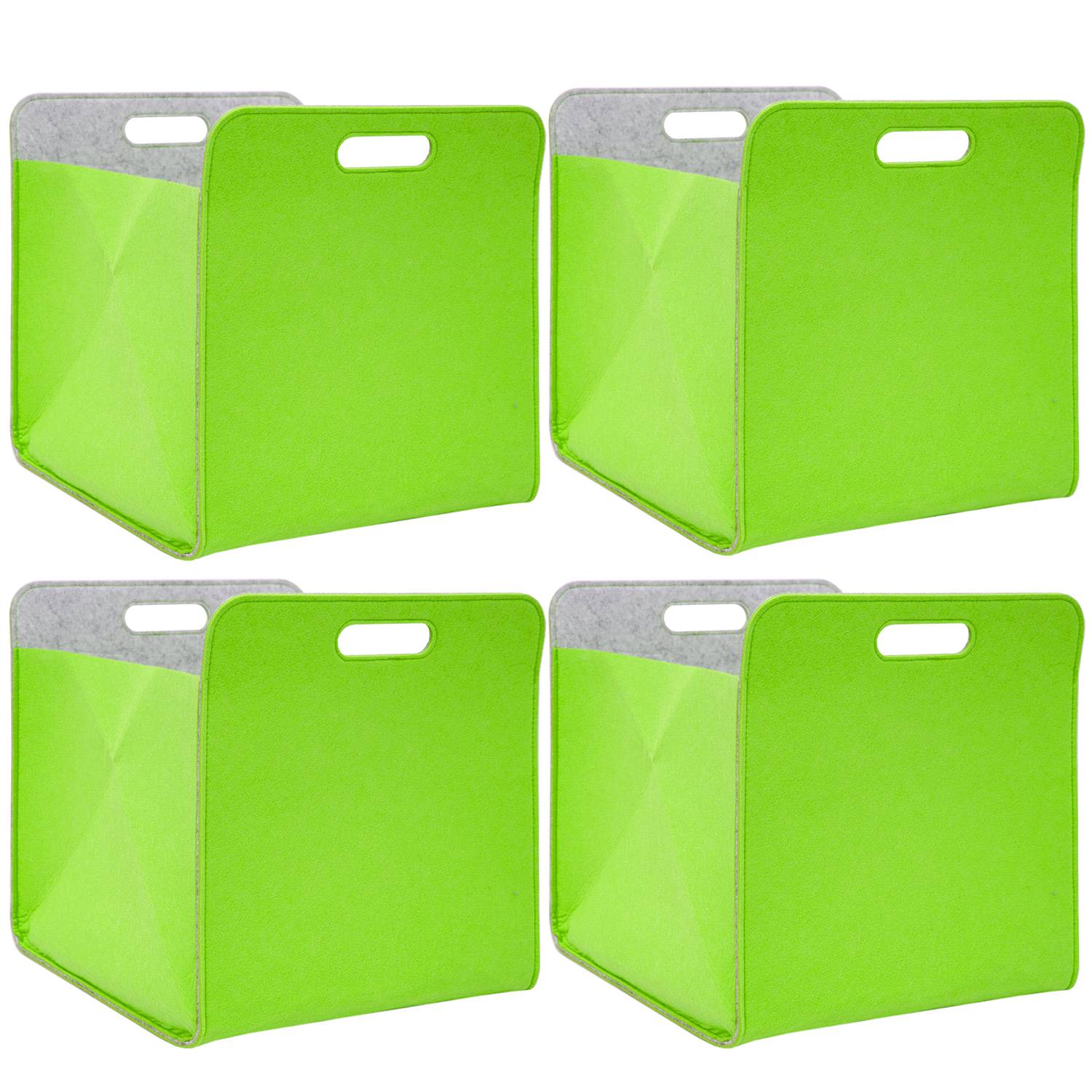 4er Set Filz Aufbewahrungsbox 33x33x38 cm Kallax Filzkorb Regal Einsatz Box Grün