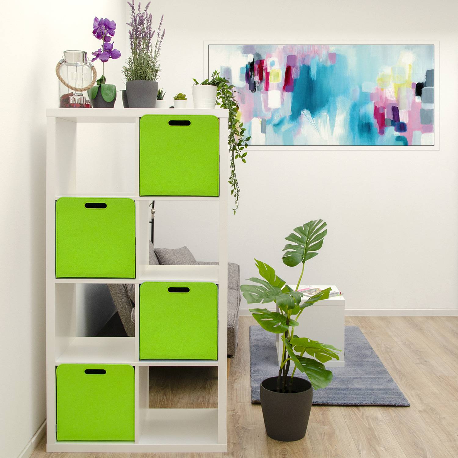 4er Set Filz Aufbewahrungsbox 33x33x38 cm Kallax Filzkorb Regal Einsatz Box Grün