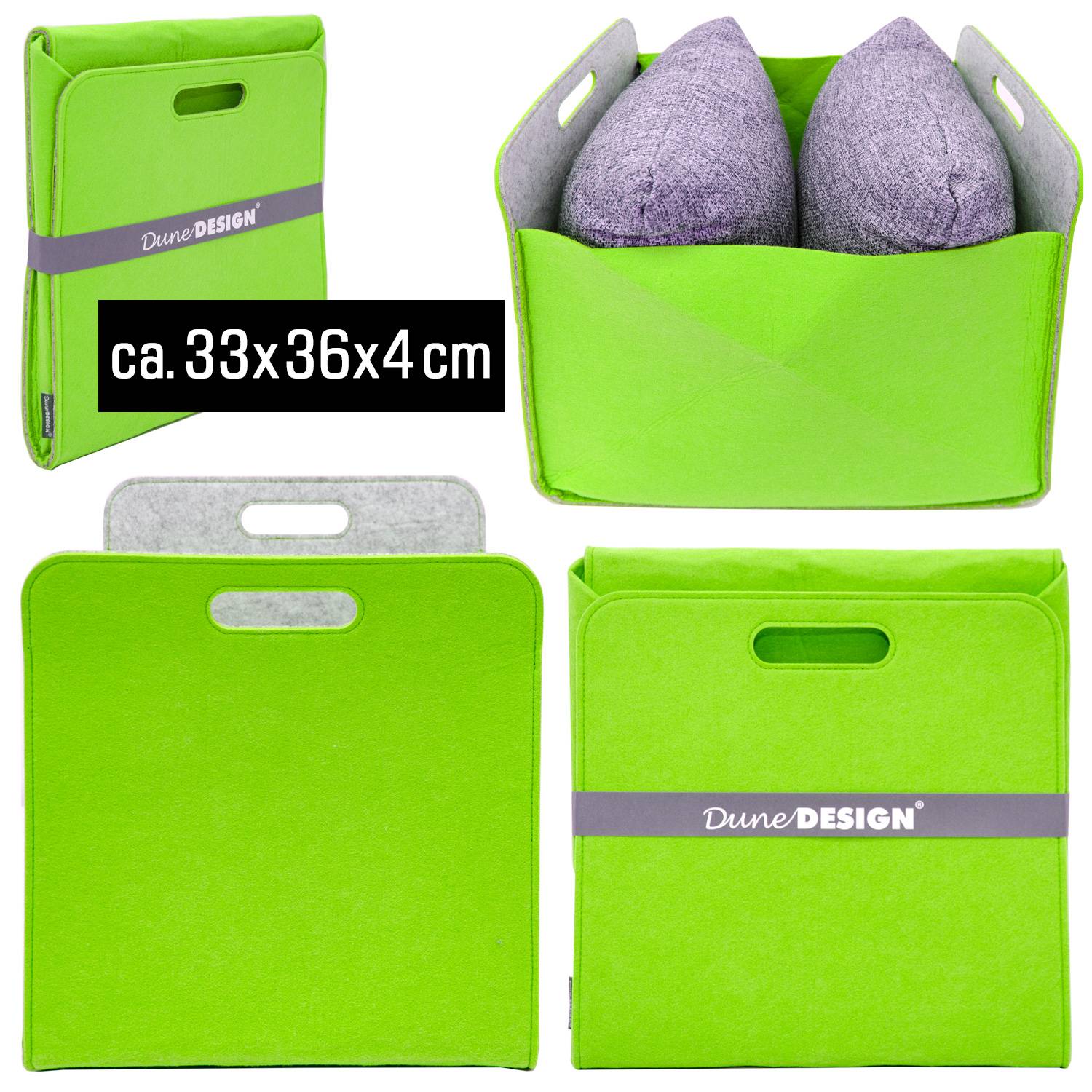 4er Set Filz Aufbewahrungsbox 33x33x38 cm Kallax Filzkorb Regal Einsatz Box Grün