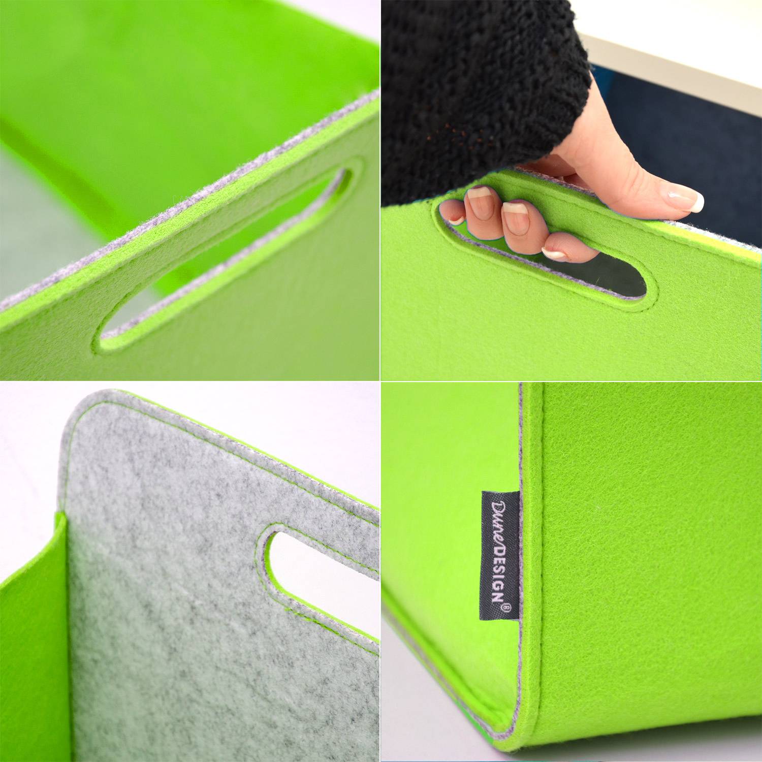 4er Set Filz Aufbewahrungsbox 33x33x38 cm Kallax Filzkorb Regal Einsatz Box Grün
