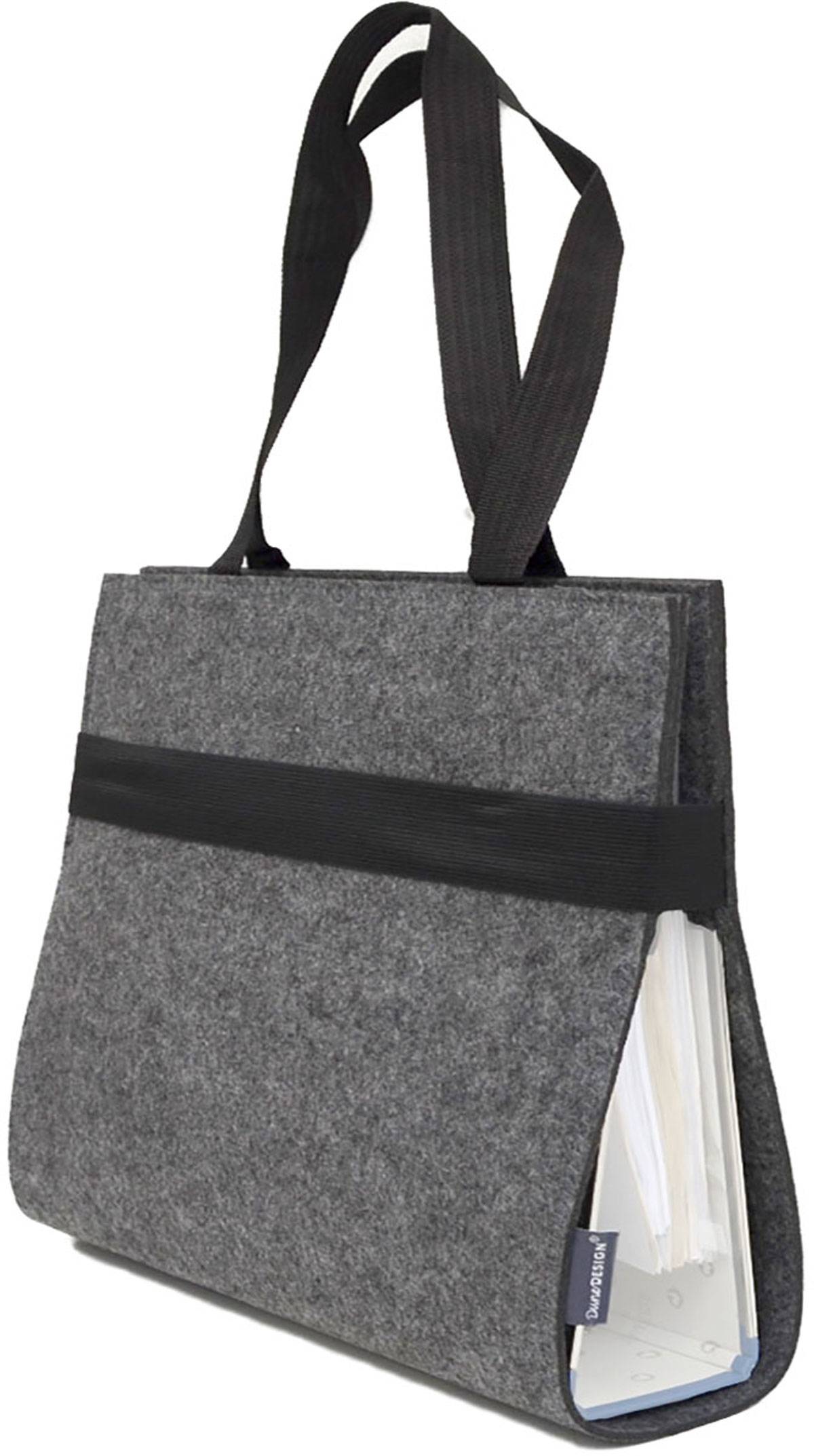 Filz Ordnertasche Trageriemen 31x34x9 cm Ordnerhülle Unitasche Ordnermappe Grau