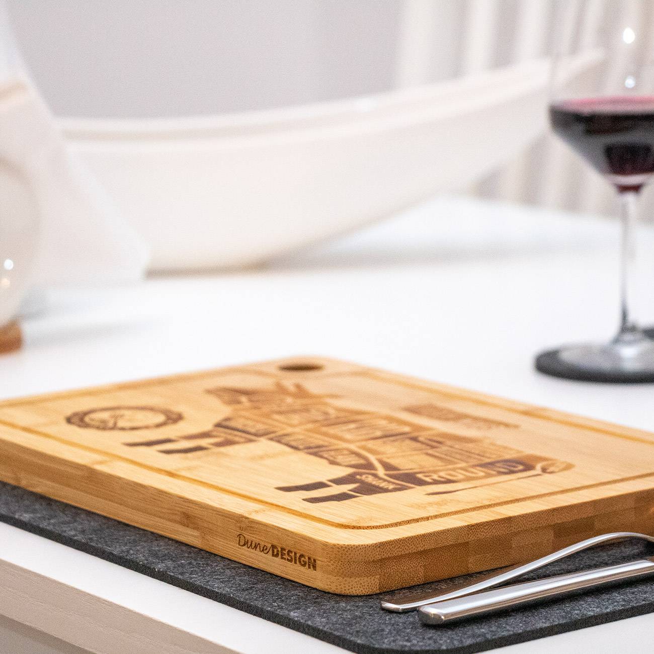 2x Massives Schneidebrett mit Saftrille 33x23 - 2cm Bambus Holzbrett - Ruschfest