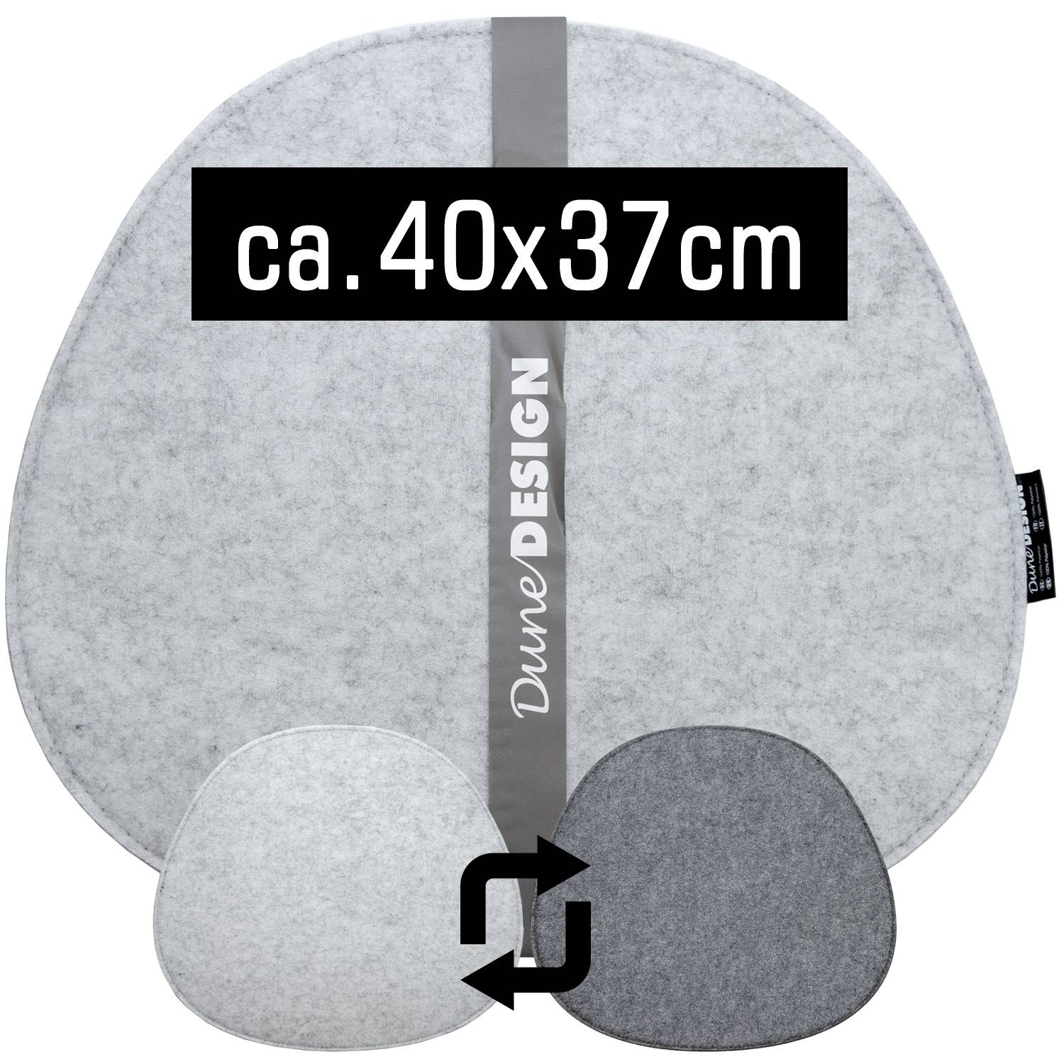 2 Filz Sitzkissen Oval 40x37cm Stuhlkissen Warme Sitzauflage 8mm Hellgrau Grau