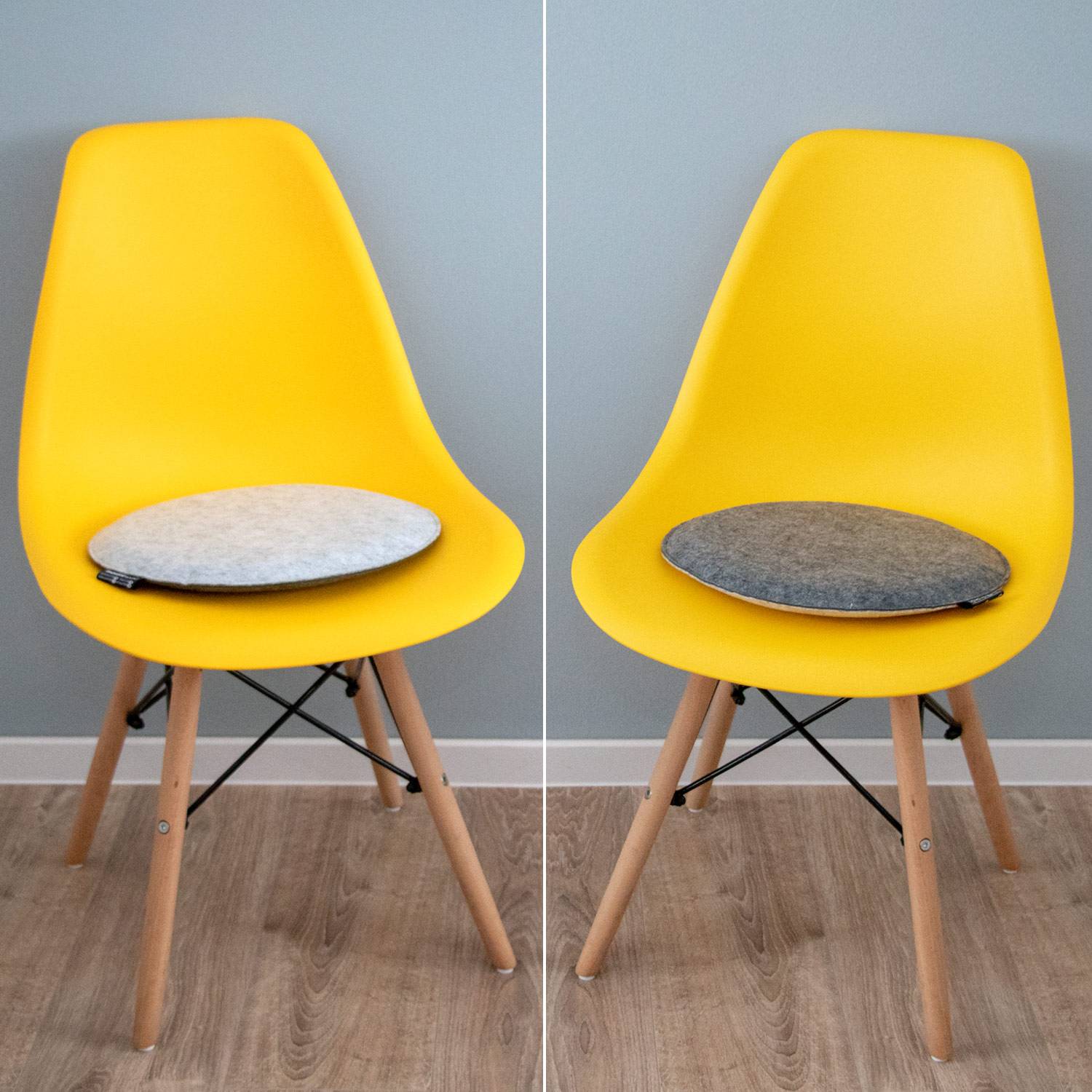 2 Filz Sitzkissen Rund Ø 35x3 cm Stuhlkissen Sitzauflage Weich 2-farbig Grau