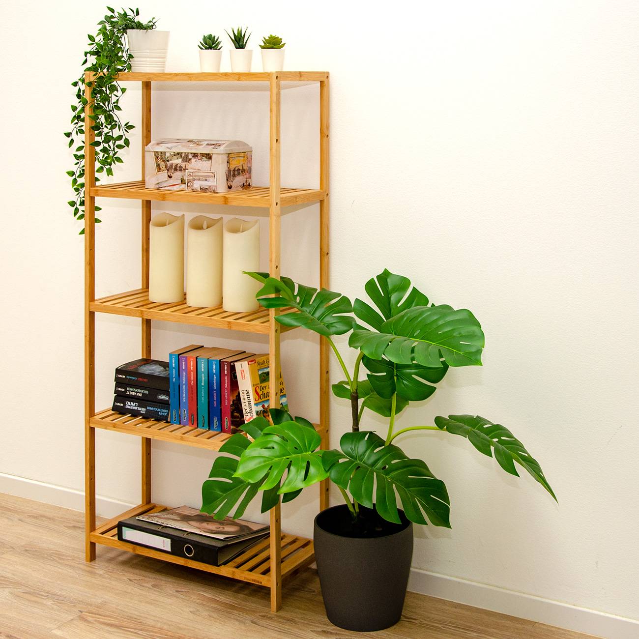 Bambus Regal 130x60 Standregal Bücherregal Küchenregal Badregal Bambusregal Holz