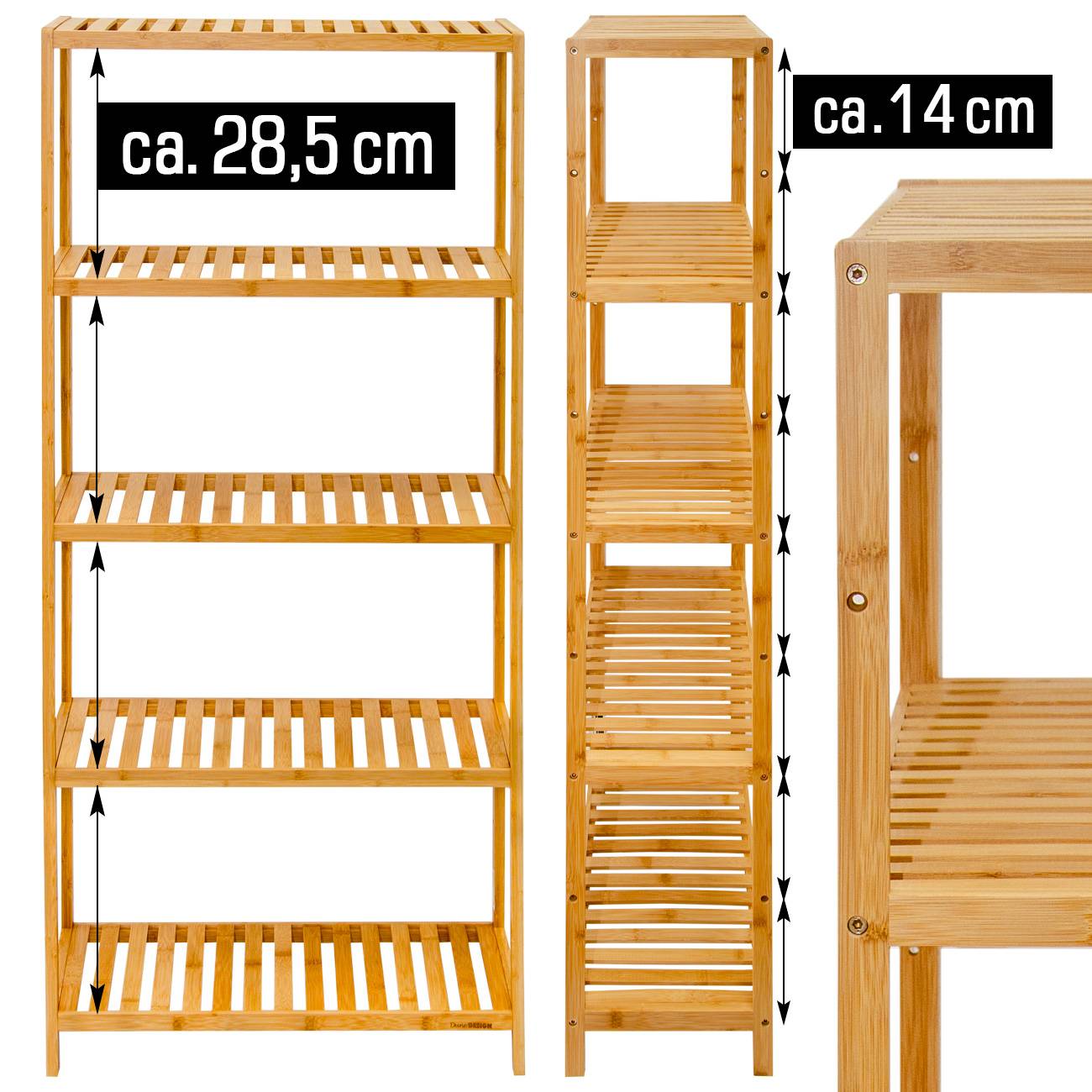 Bambus Regal 130x60 Standregal Bücherregal Küchenregal Badregal Bambusregal Holz